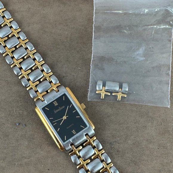 NEIMAN MARCUS Silver & Gold-Tone 8 Inch Art Deco Styled Tank Watch - Picture 4 of 9